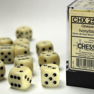 Chessex Opaque 16mm D6 Block Ivory/Black