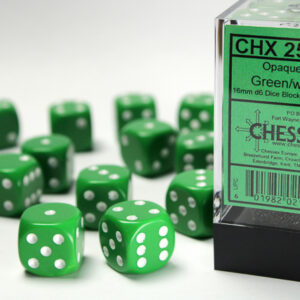 Chessex Opaque 16mm D6 Block Green/White